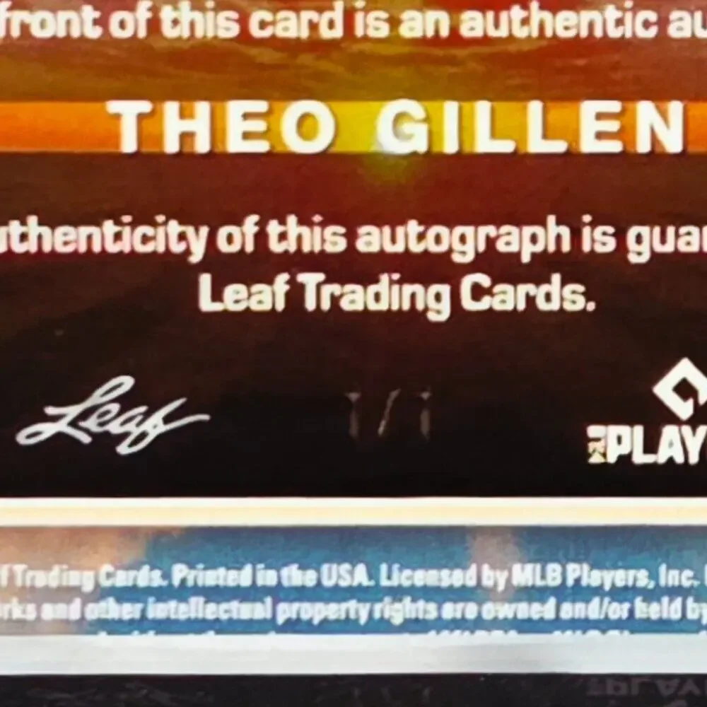 2025 Theo Gillen 1/1 A New Dawn Auto Tampa Bay Rays Top Prospect